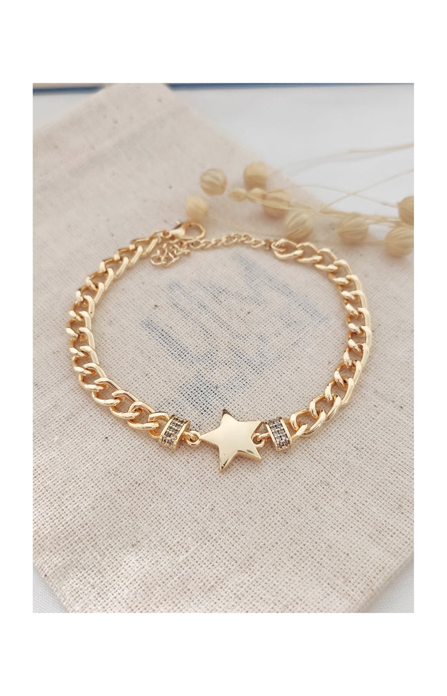 Bracelet étoile - Laiton plaqué or & zircon