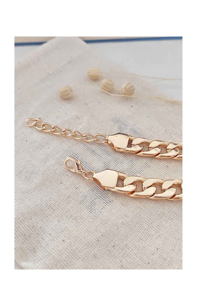 Bracelet chaîne large - Laiton plaqué or