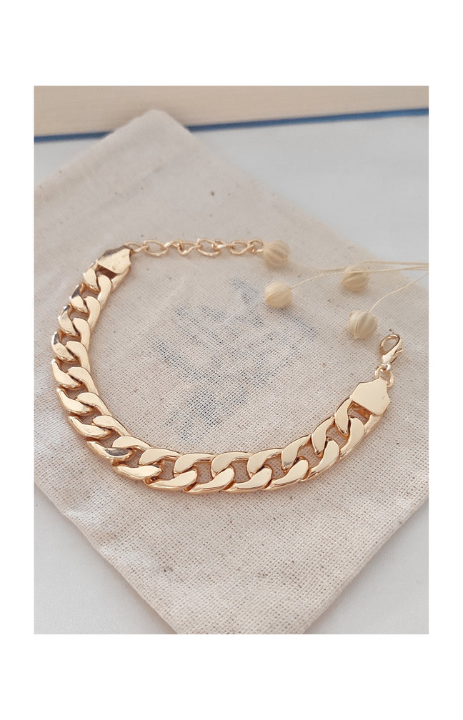 Bracelet chaîne large - Laiton plaqué or