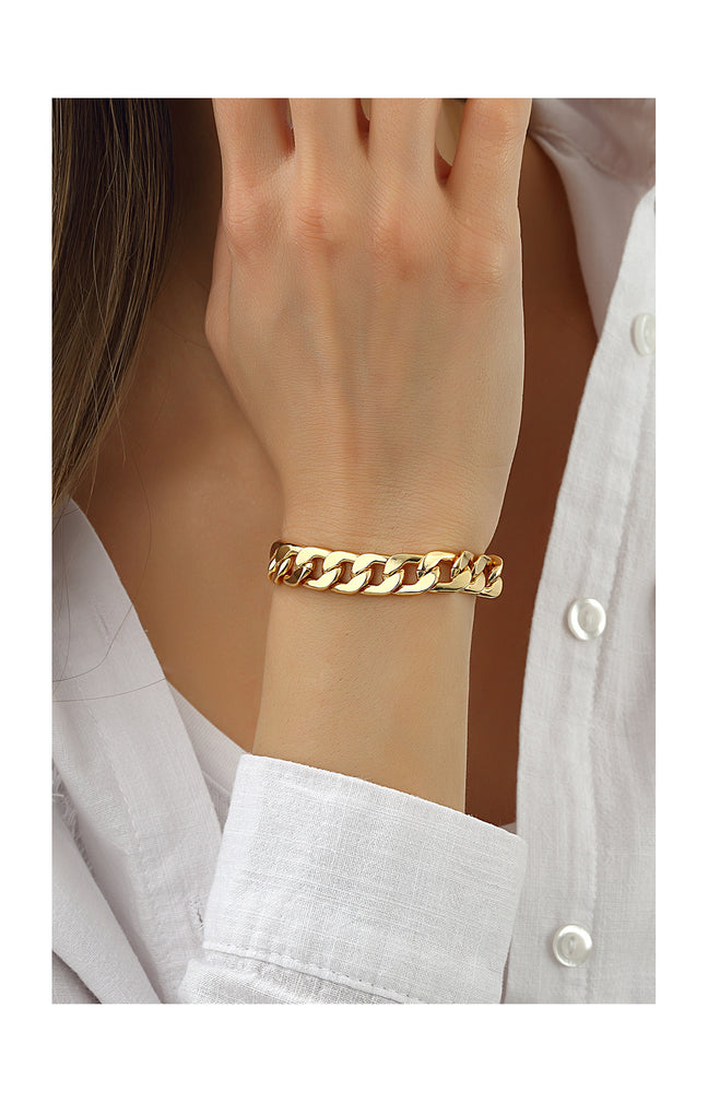 Bracelet chaîne large - Laiton plaqué or