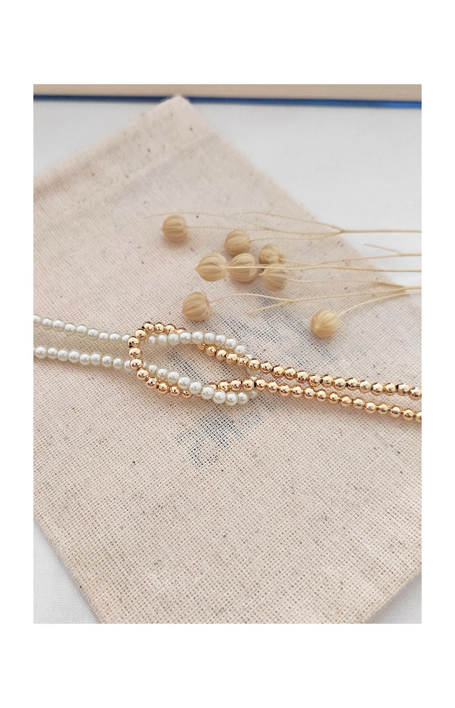 Bracelet double rangs perles - Laiton plaqué or