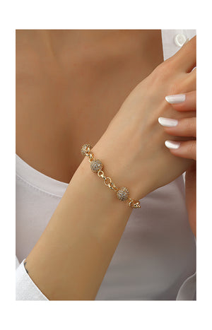 Bracelet chaîne - Laiton plaqué or & boules zircon