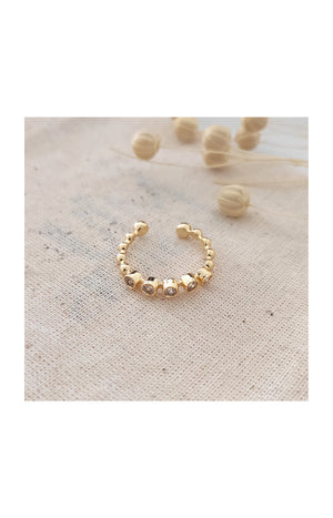 Bague ajustable - Laiton plaqué or & zircon