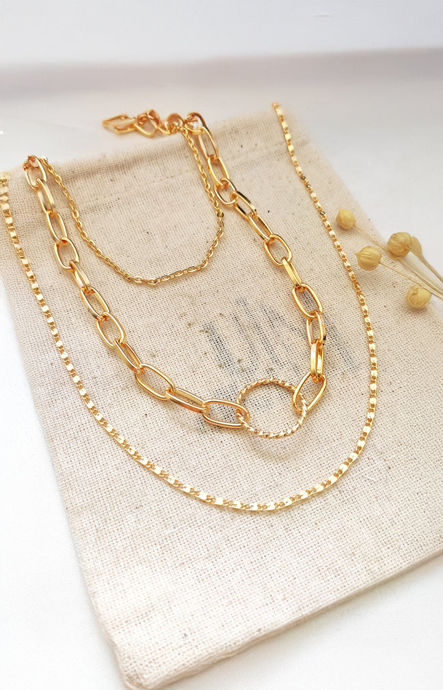 Collier multi-rangs doré - Laiton plaqué or