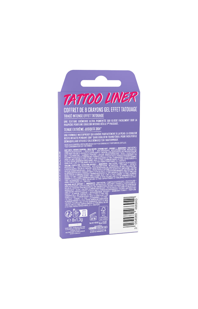 Coffret crayon gel yeux - Waterproof - Tattoo Liner - 8 teintes
