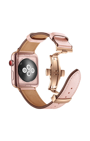 Bracelet montres connectées - Cuir - Rose