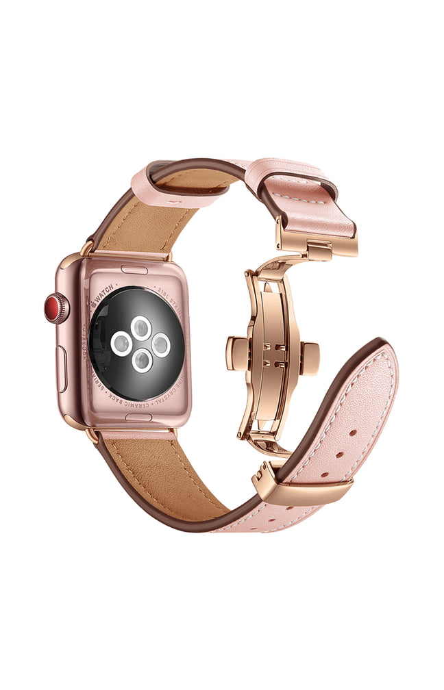 Bracelet montres connectées - Cuir - Rose