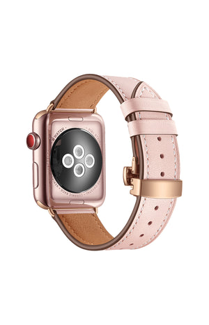 Bracelet montres connectées - Cuir - Rose