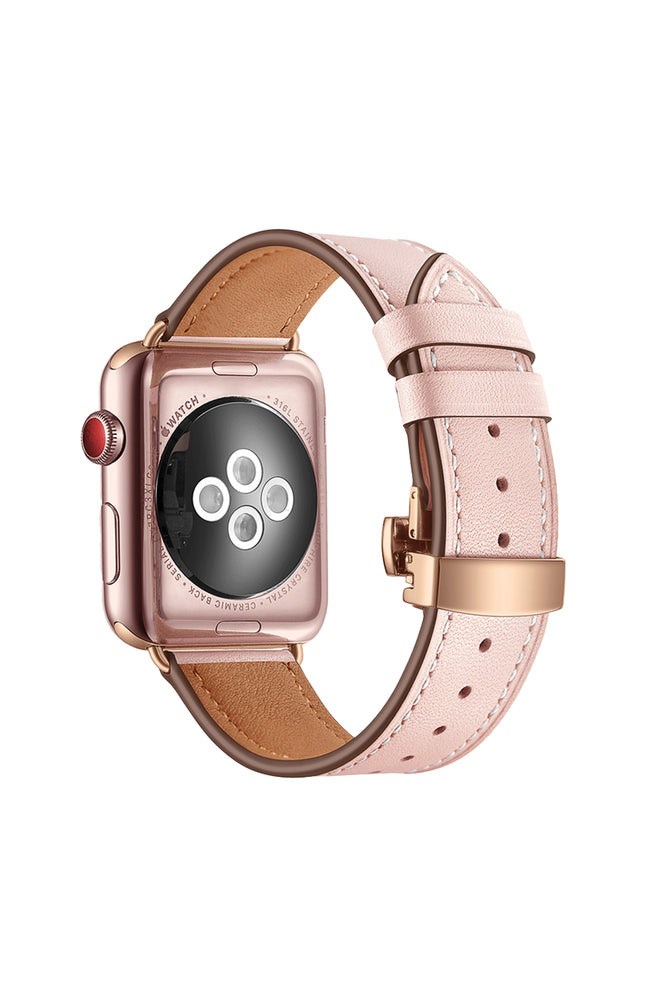 Bracelet montres connectées - Cuir - Rose