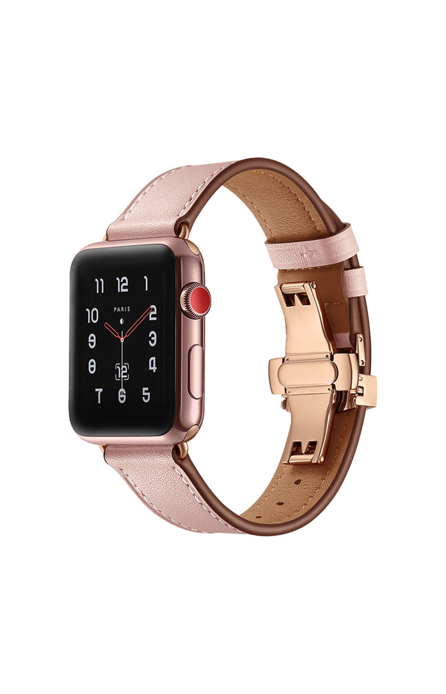 Bracelet montres connectées - Cuir - Rose