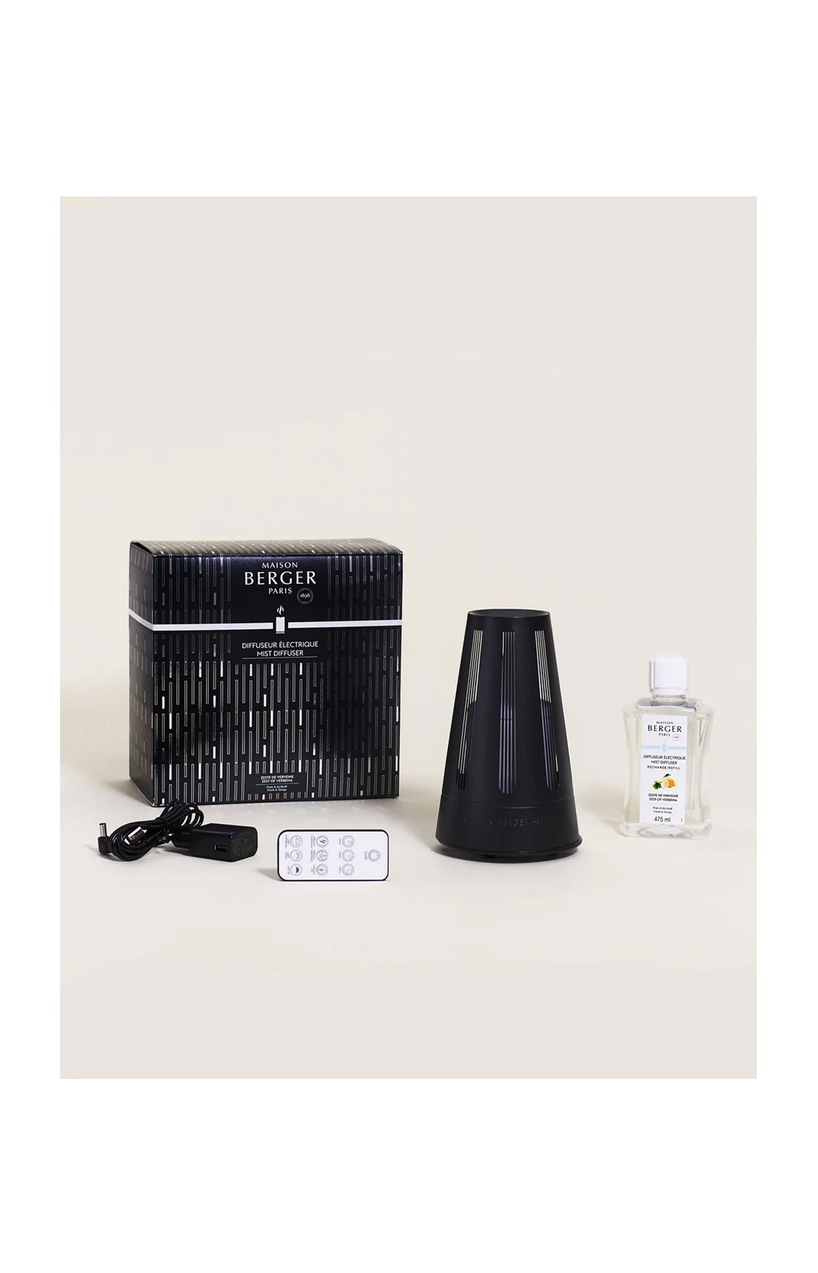 Diffuseur électrique - Amphora Noir Satiné - Zeste de Verveine - 80 ml
