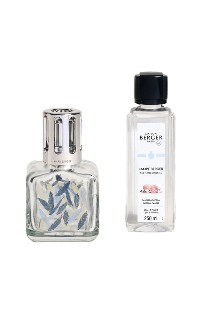 Coffret lampe à catalyse - Berger Glaçon Plumes - Caresse de Coton - 250 ml