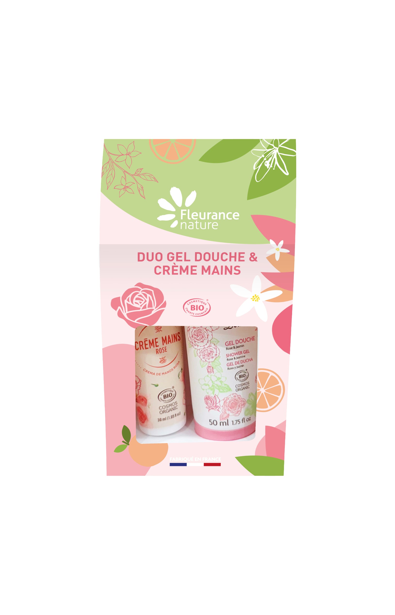 Duo douceur bio - Gel douche & crème mains - Rose