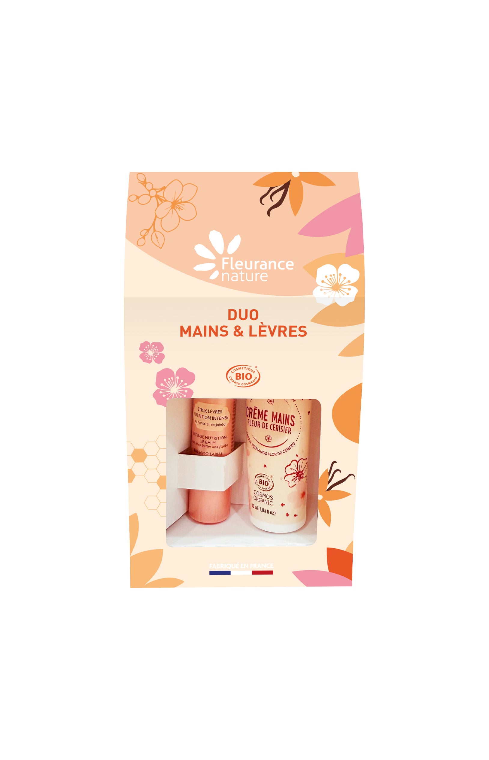Duo hydratant bio - Crème mains & stick à lèvres -  Fleur de cerisier