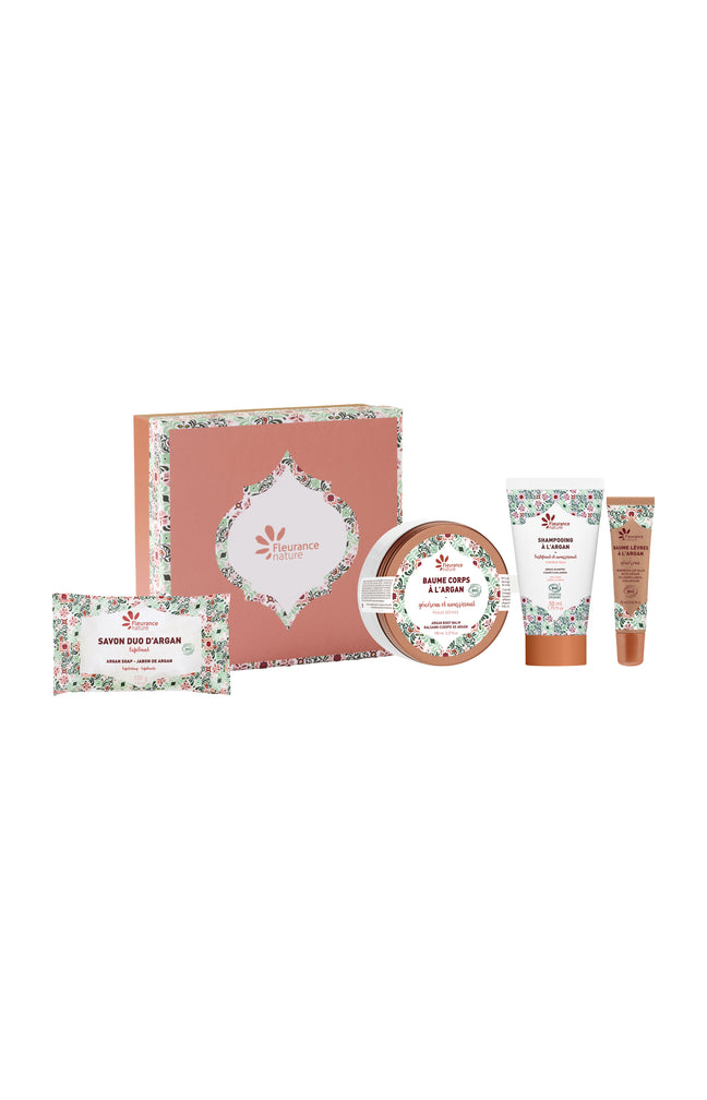 Coffret bien-être à l’argan bio – Visage, corps & cheveux - 4 produits