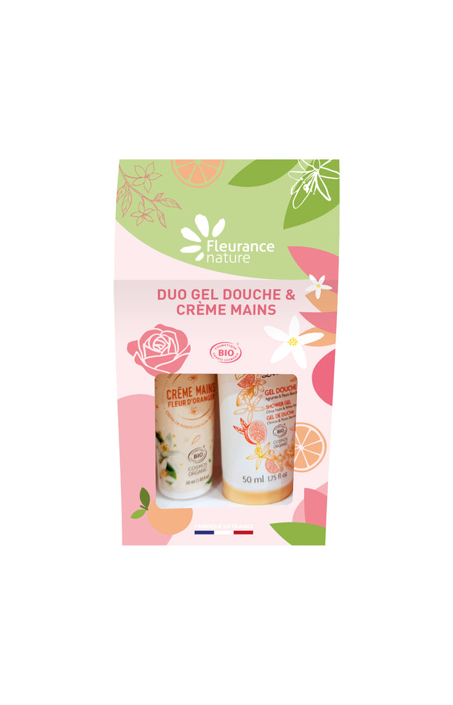 Duo fraîcheur bio - Gel douche & crème mains - Fleur d’oranger