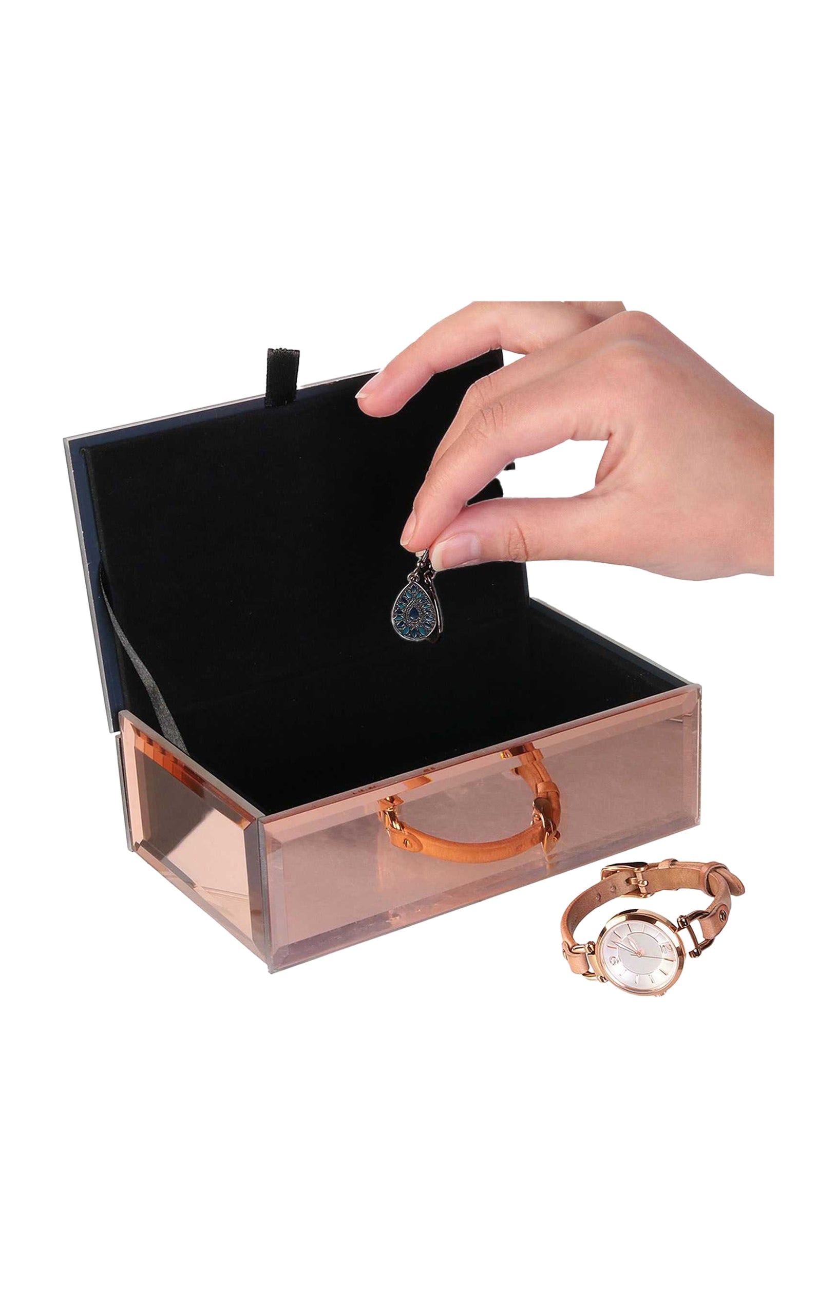 Boite à bijoux - Effet miroir rose