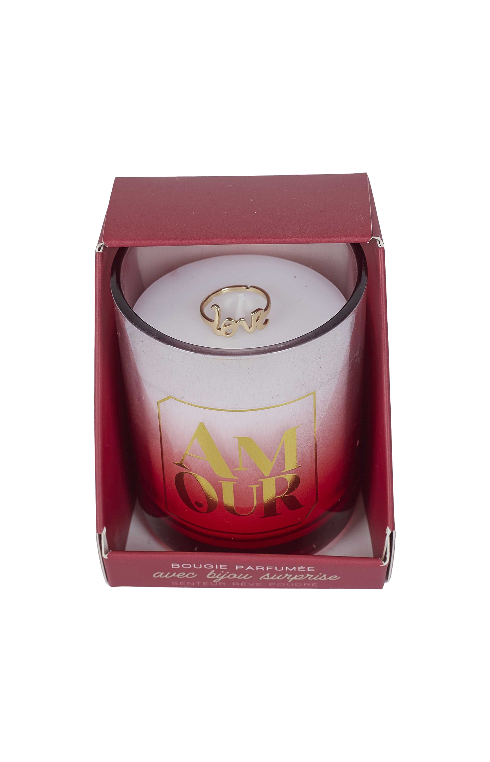 Bougie parfumée bijou - Bague Amour - Rouge