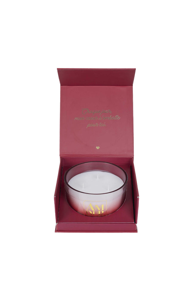 Bougie parfumée 3 mèches - Coffret cadeau Amour