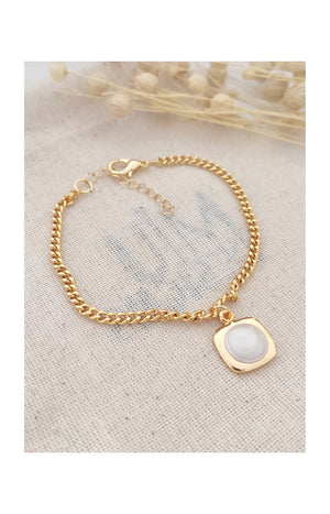 Bracelet chaîne & pendentif nacré - Laiton plaqué or