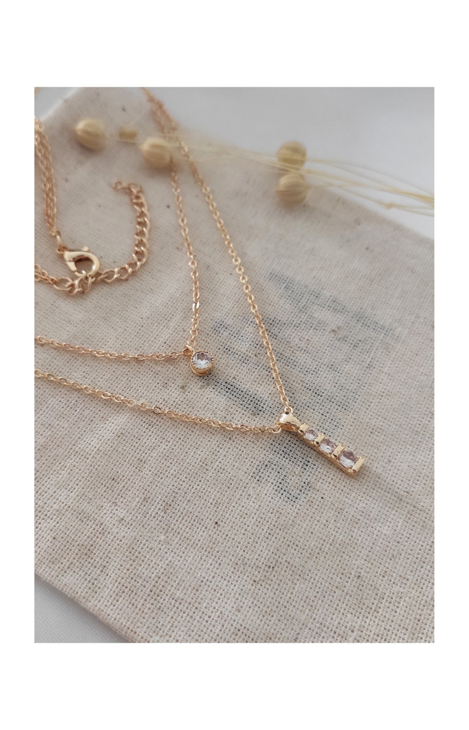 Collier doré à l’or fin jaune - Zircons