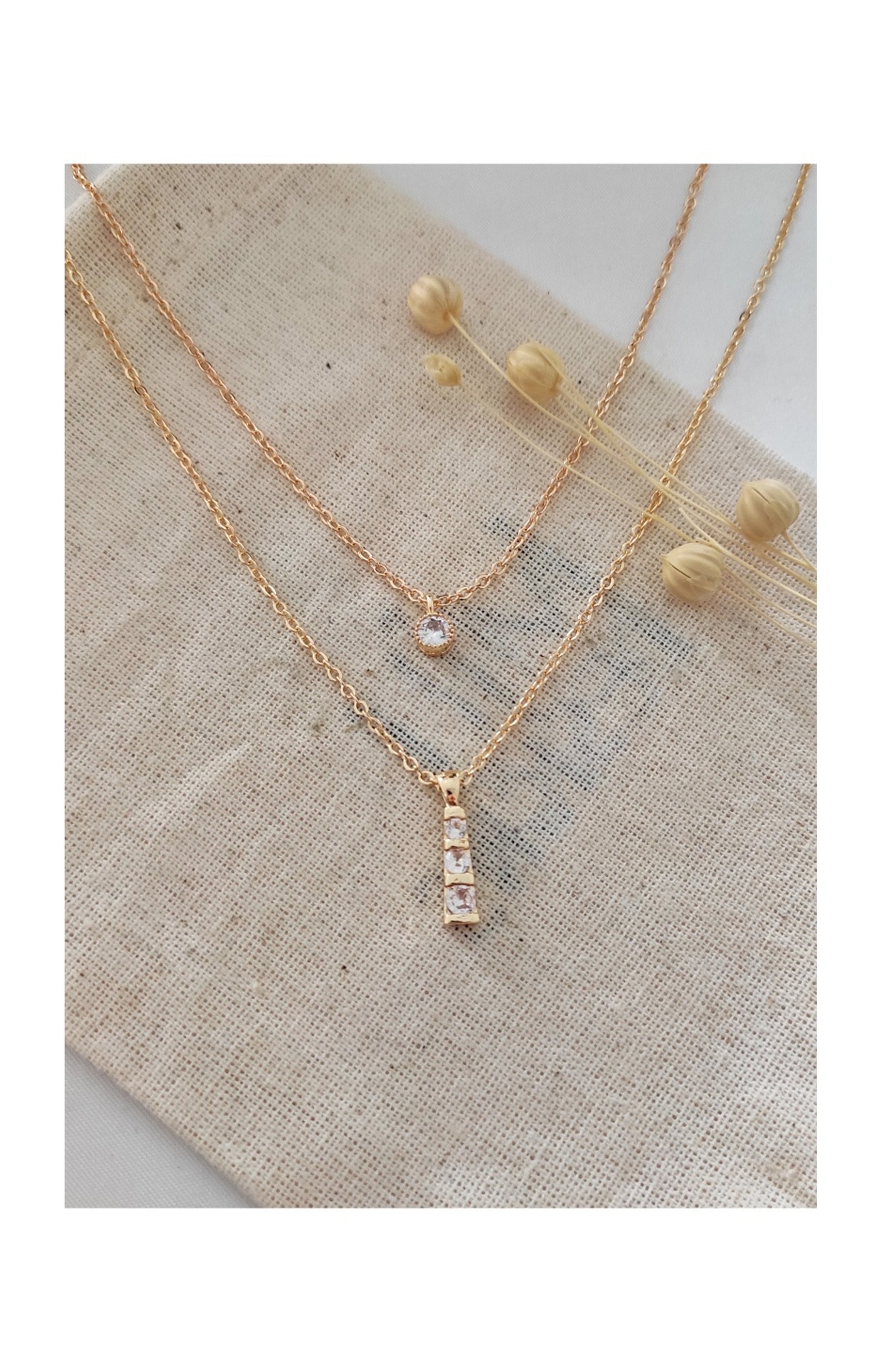 Collier doré à l’or fin jaune - Zircons