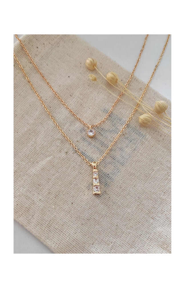 Collier doré à l’or fin jaune - Zircons