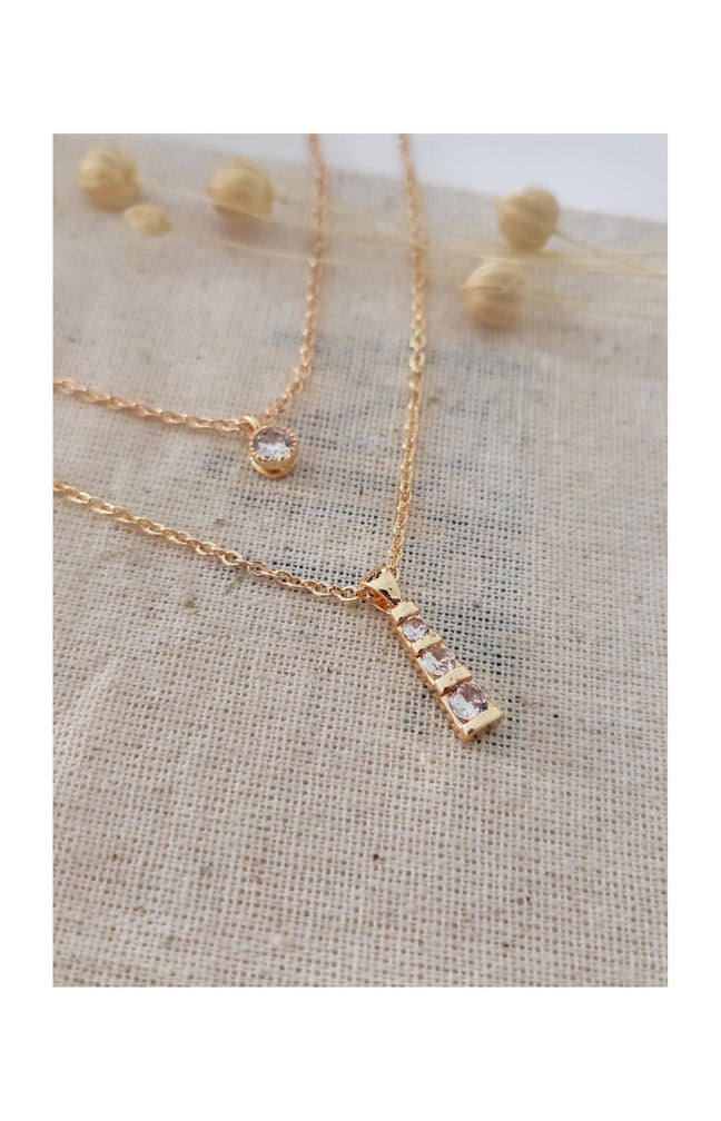 Collier doré à l’or fin jaune - Zircons