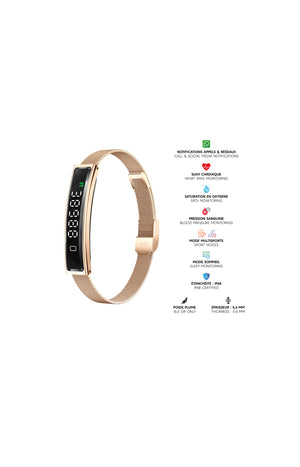 Bracelet connecté - Acier inoxydable - Or rose