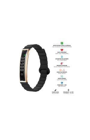 Bracelet connecté - Silicone - Noir