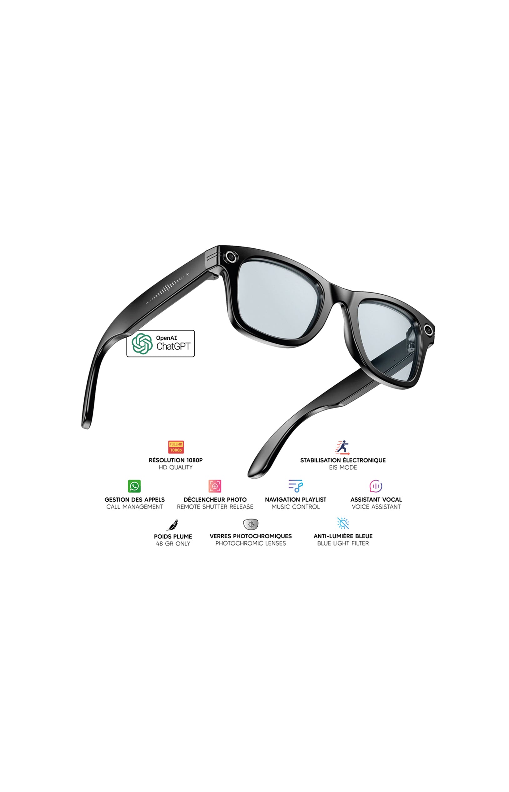 Lunettes connectées – Modèle Zenia - Noir