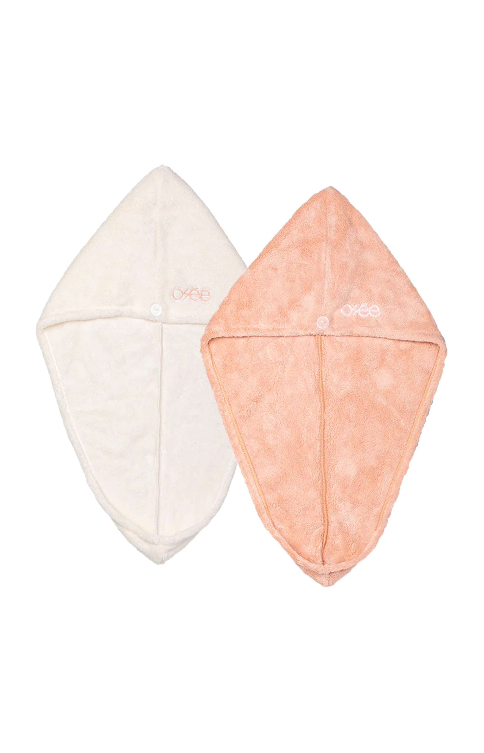 Duo de serviettes en microfibre – Cheveux - Blanc & rose