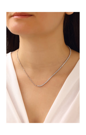 Collier argenté – Argent 925 & zircons – 45 cm