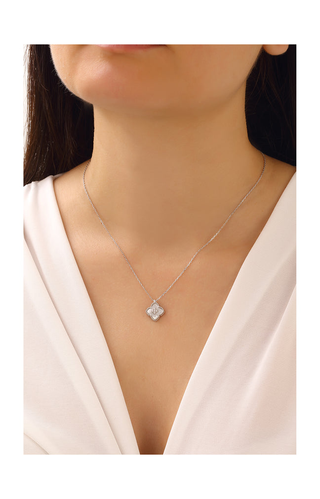 Collier argenté – Argent 925 & zircons – 45 cm