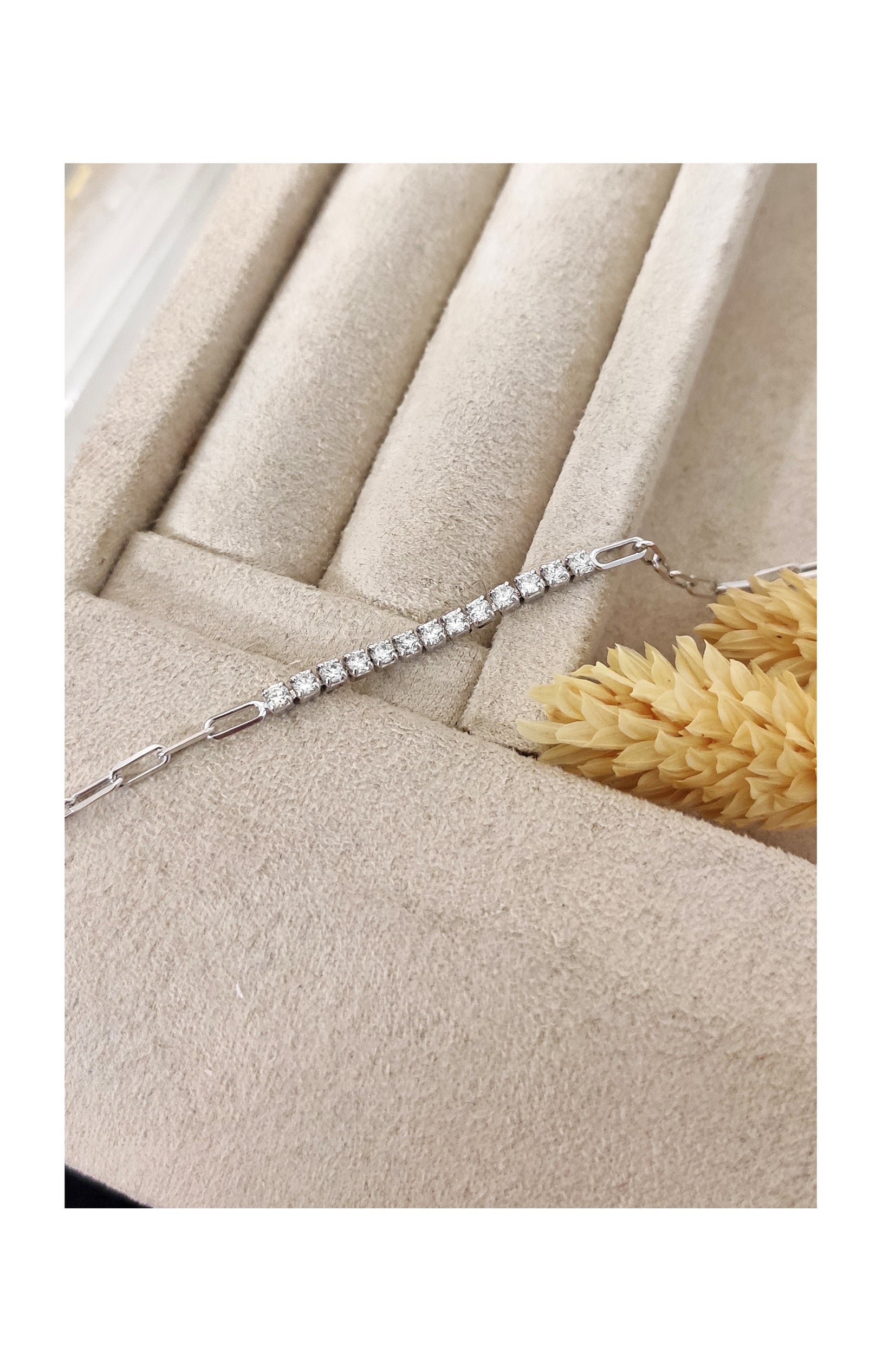 Bracelet argenté – Argent 925 & zircons – 19 cm