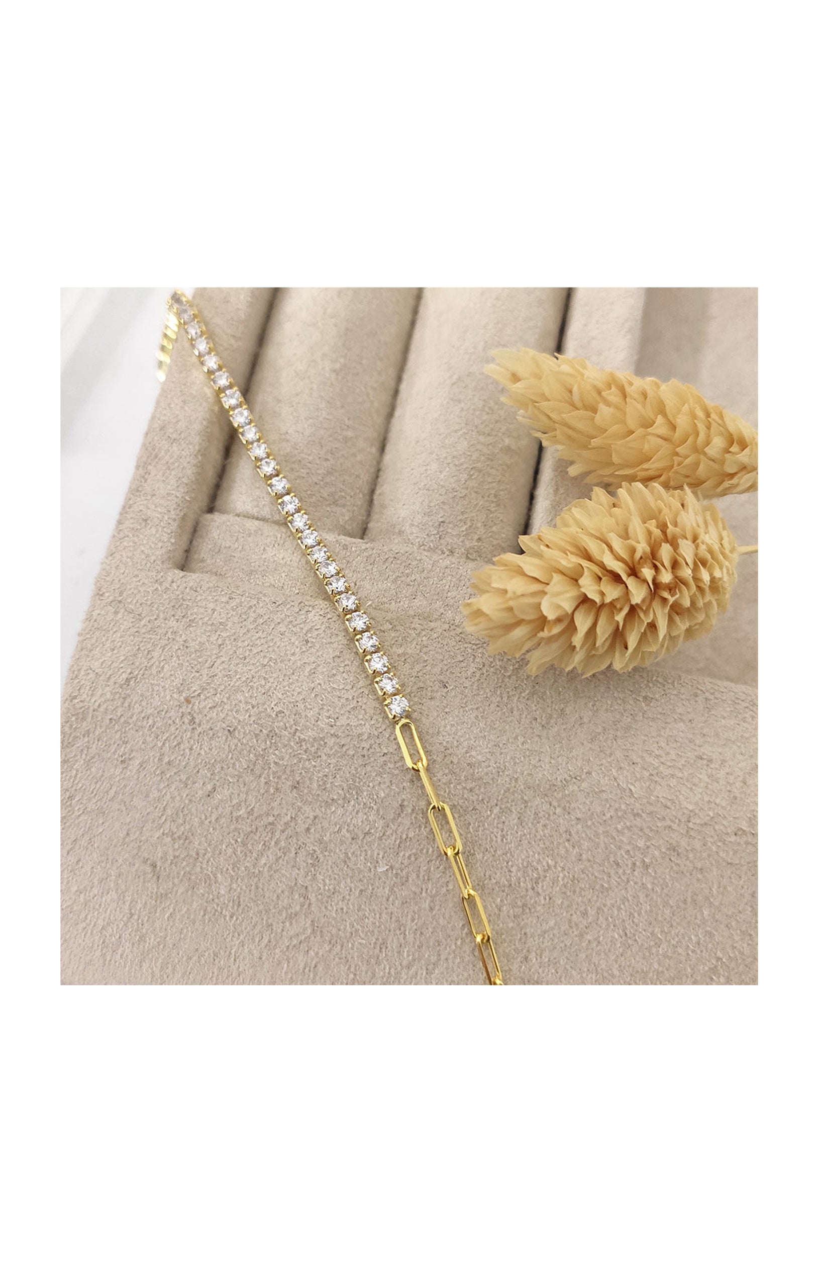 Bracelet doré - Argent 925 & zircons - 19 cm