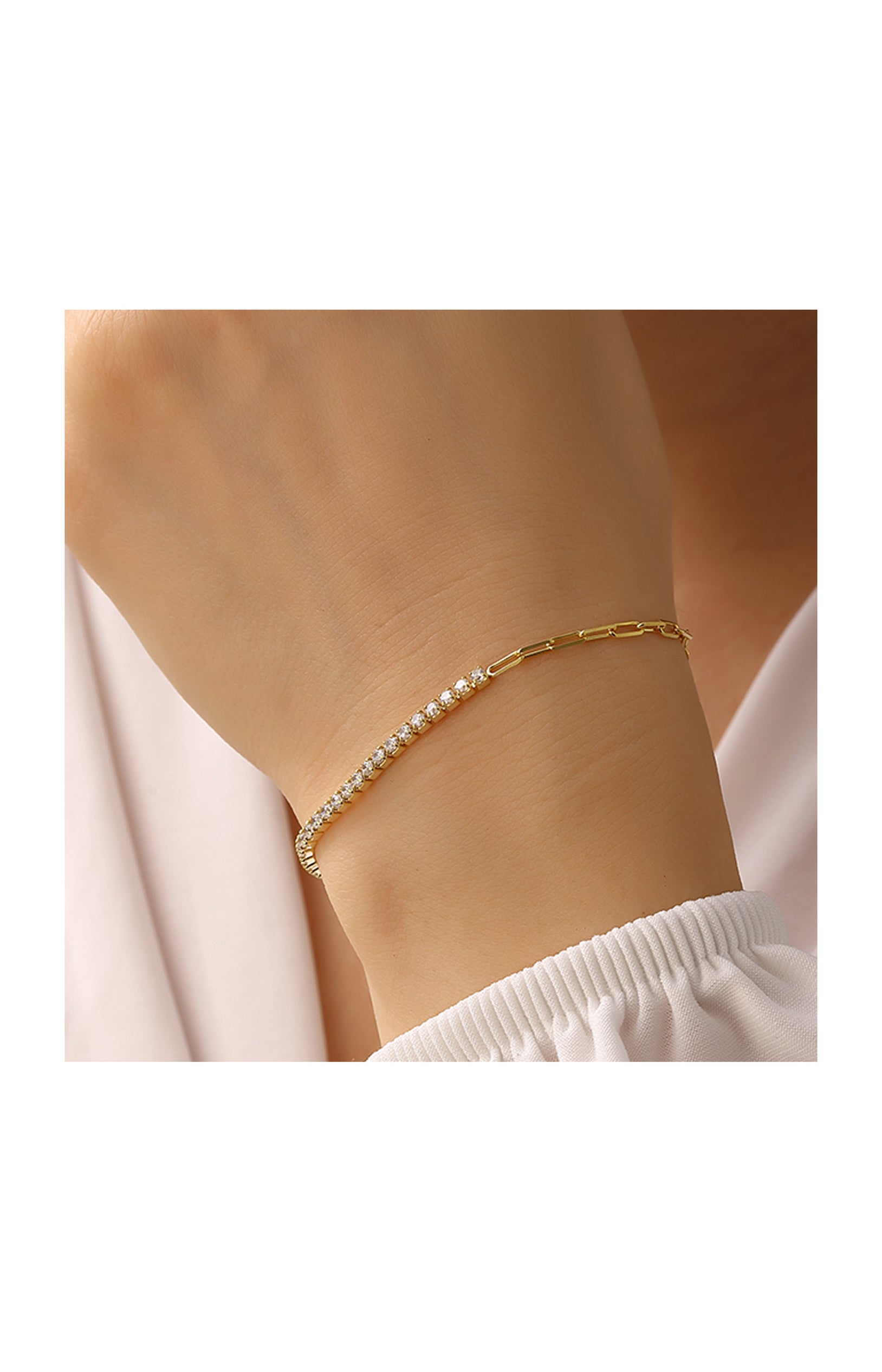 Bracelet doré - Argent 925 & zircons - 19 cm