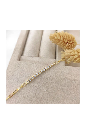 Bracelet doré - Argent 925 & zircon - 16 cm