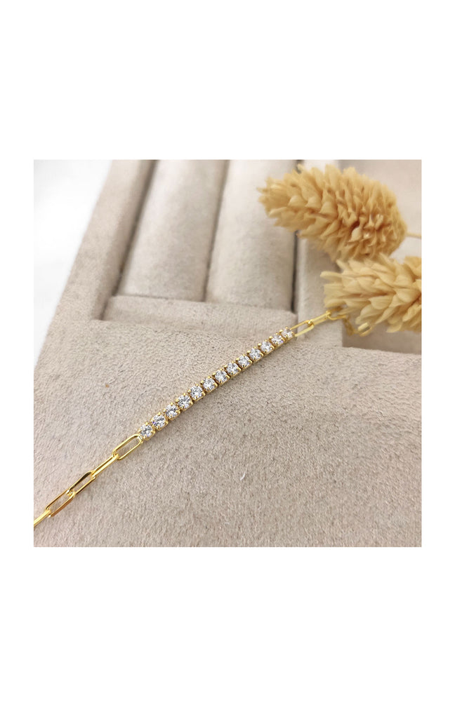 Bracelet doré - Argent 925 & zircon - 16 cm