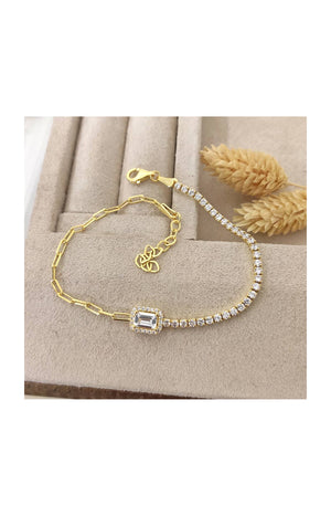 Bracelet doré - Argent 925 & zircon baguette