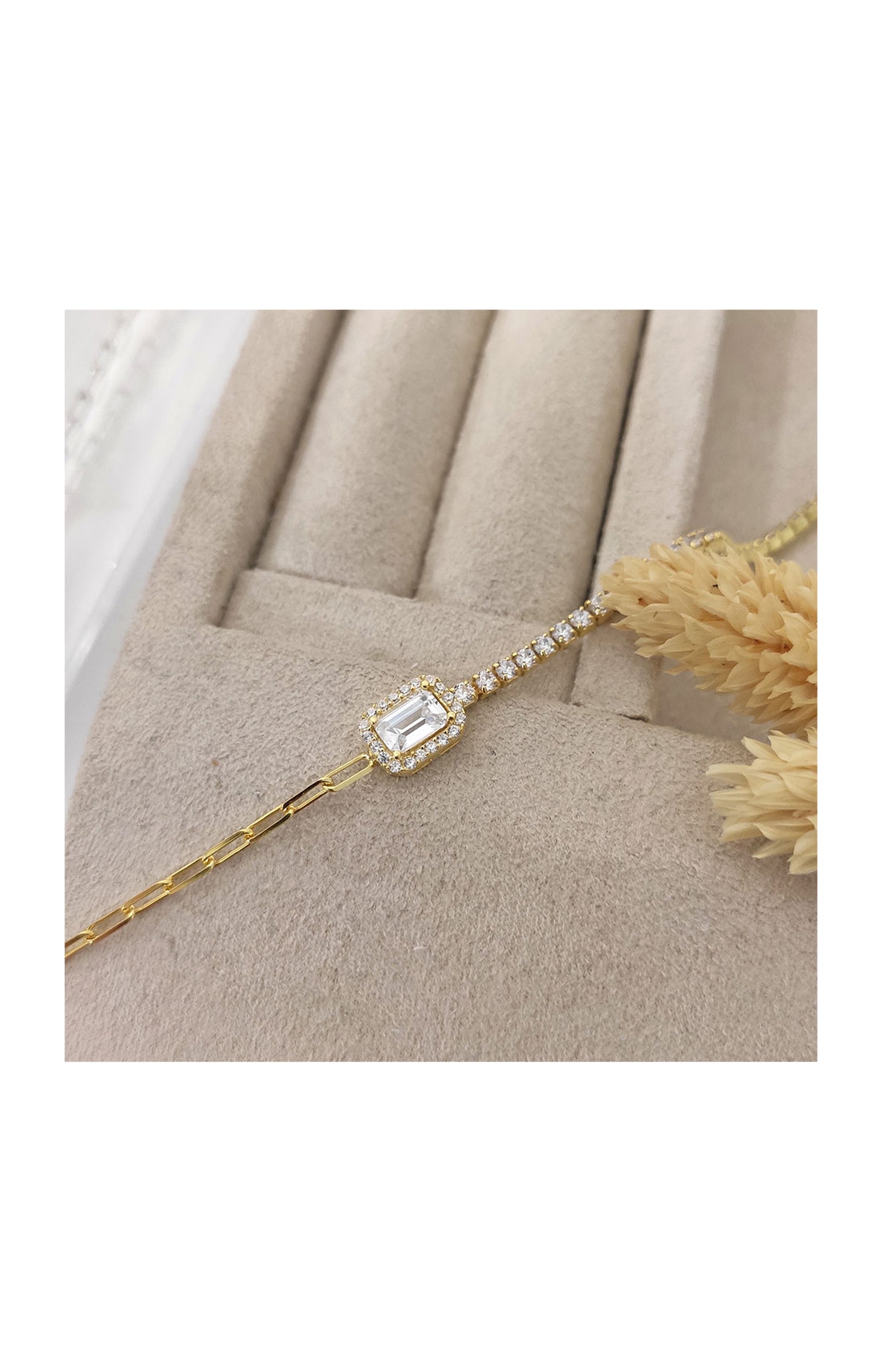Bracelet doré - Argent 925 & zircon baguette