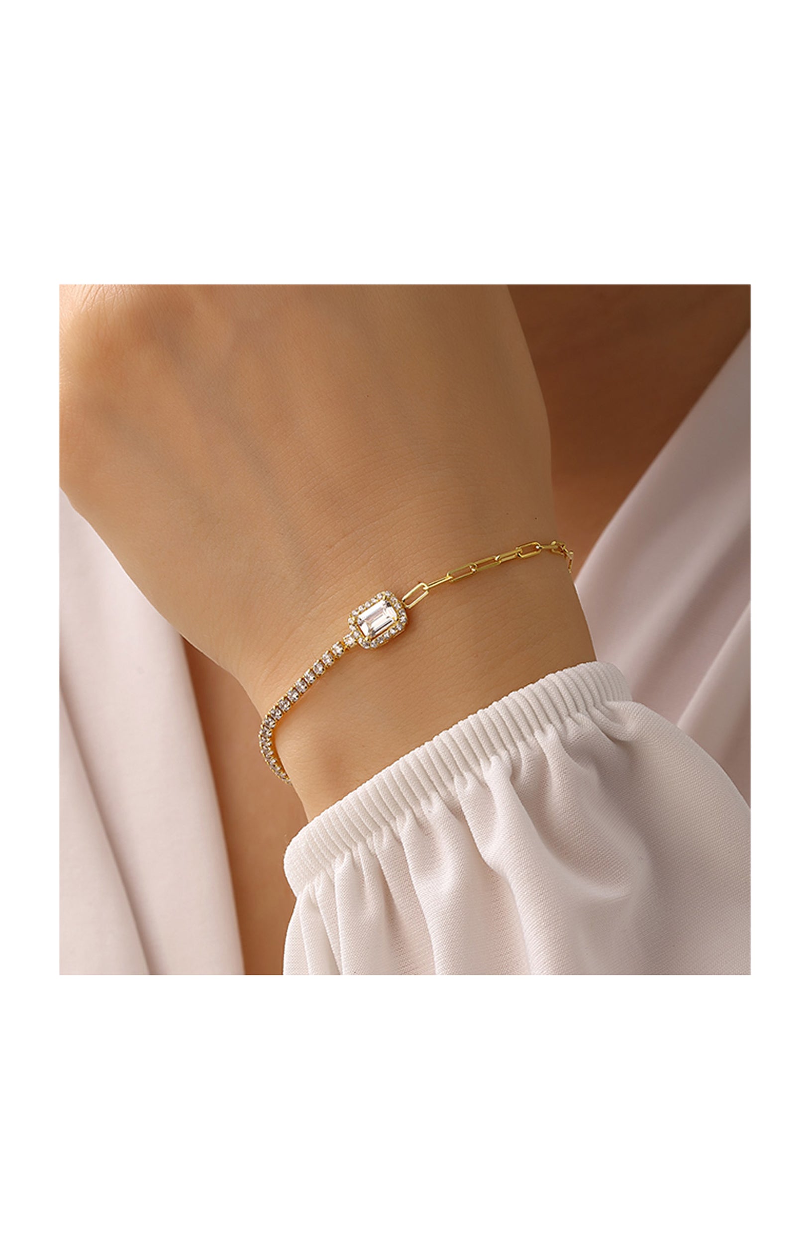 Bracelet doré - Argent 925 & zircon baguette