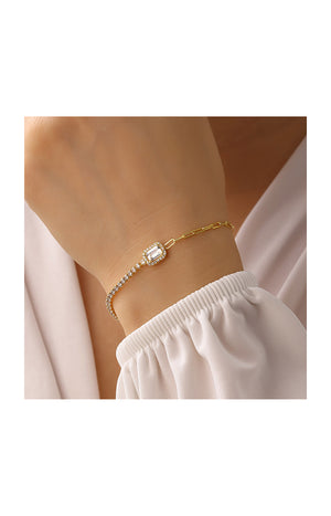 Bracelet doré - Argent 925 & zircon baguette