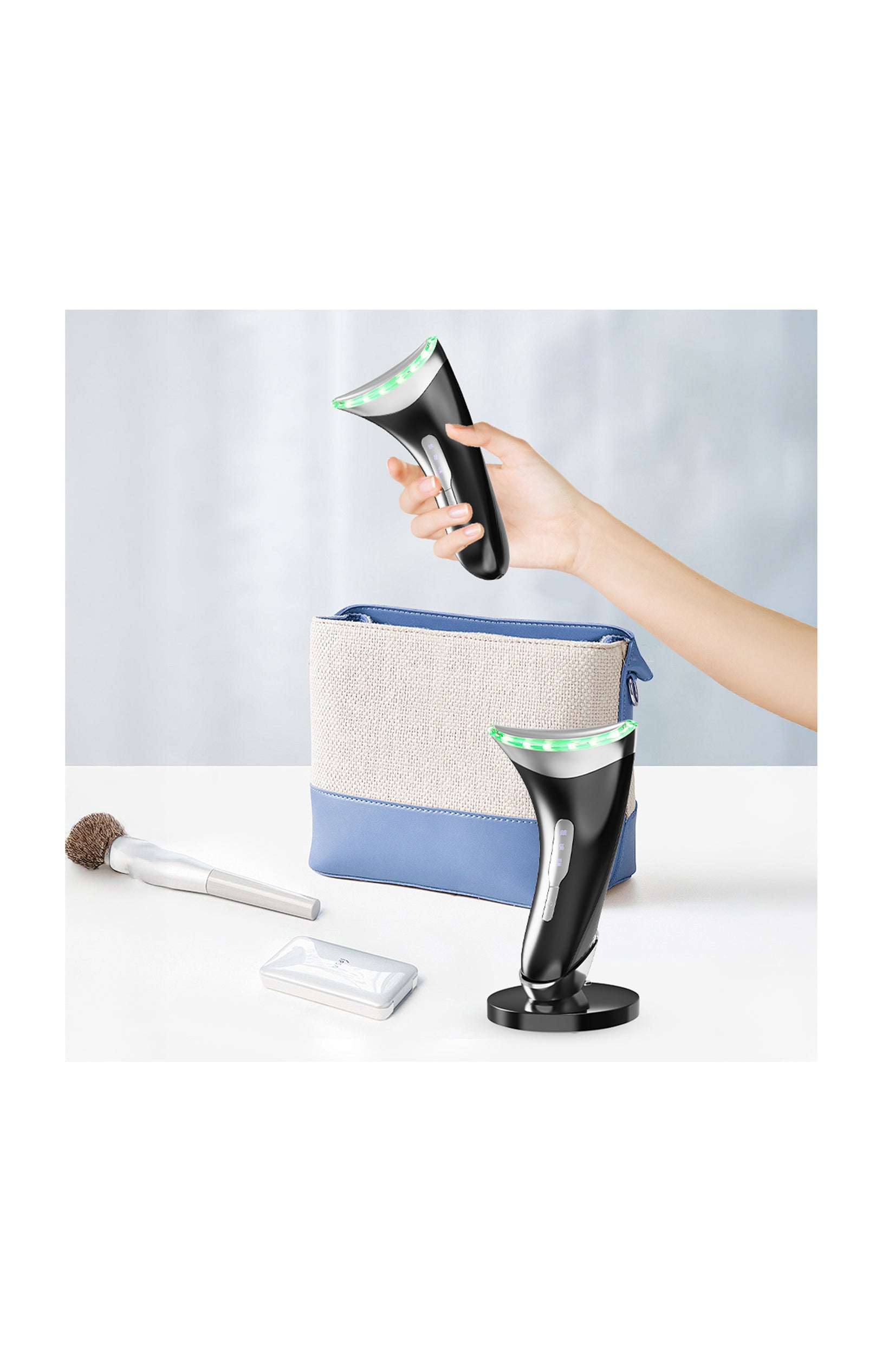 Appareil beauté LED & électrostimulation – Visage - Noir