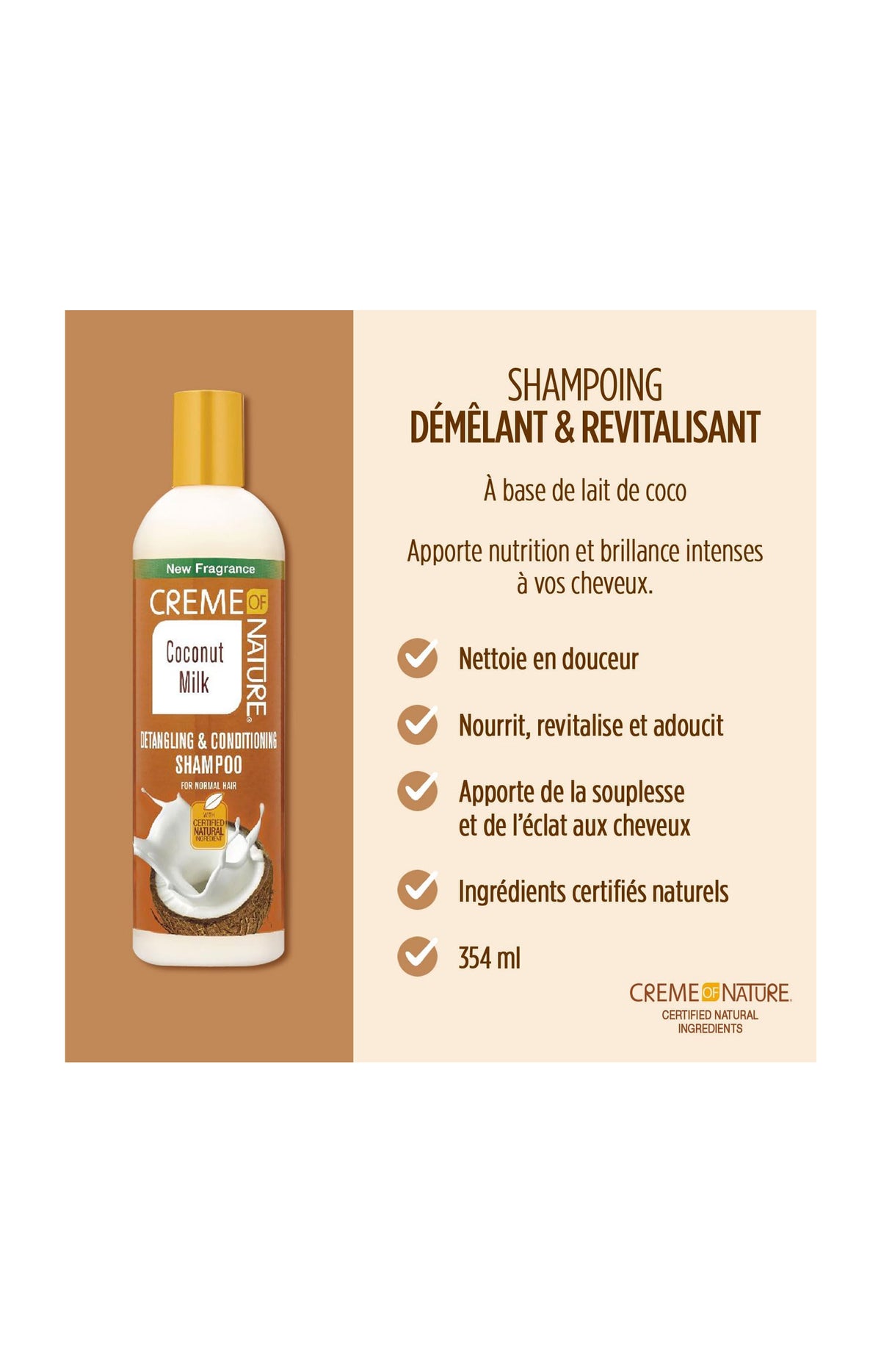 Shampoing démêlant et revitalisant - Lait de coco - 350 ml