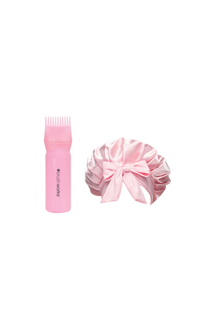 Applicateur d'huile & bonnet en satin - Rose - Cheveux