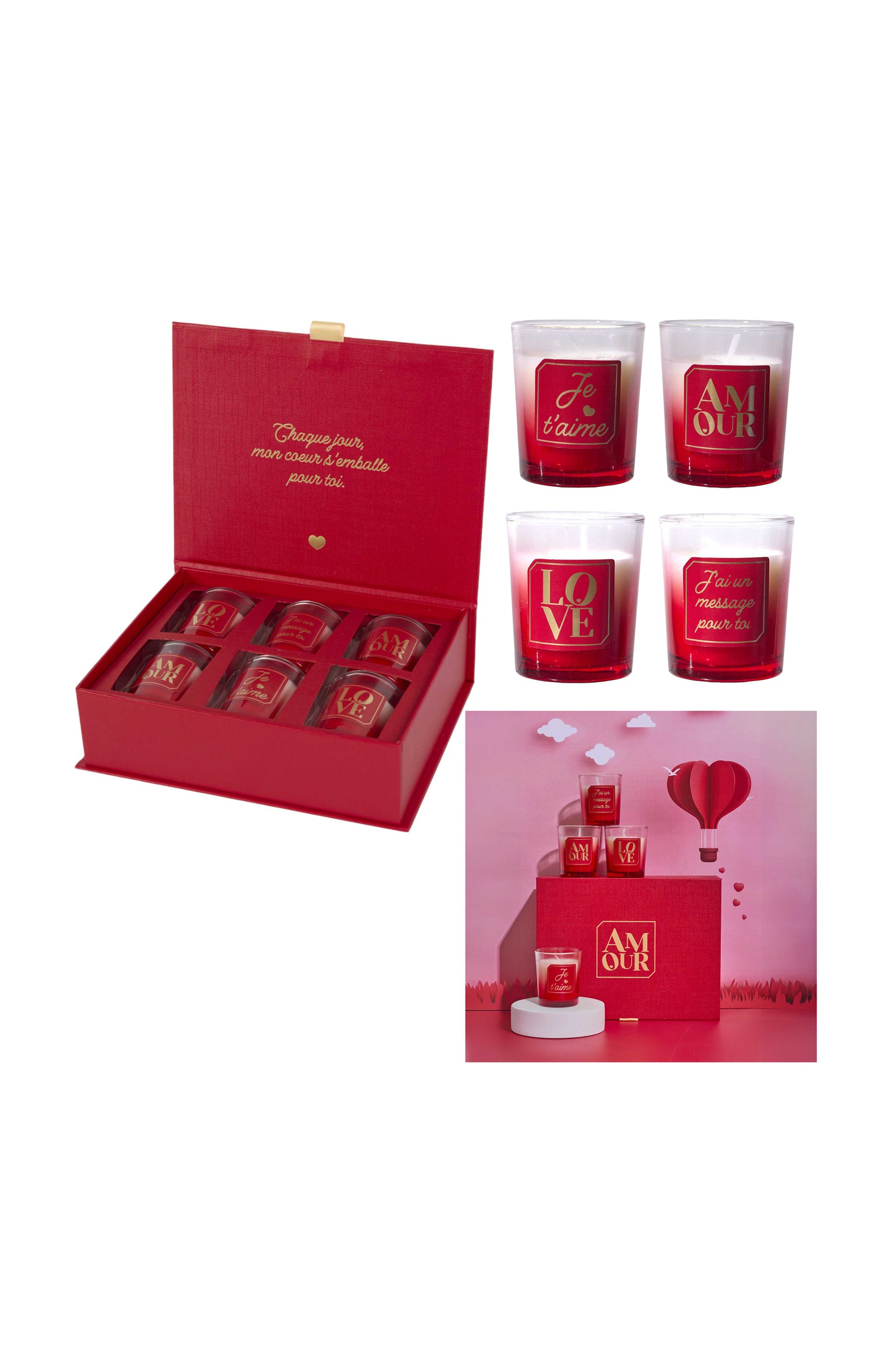 Coffret Amour - Bougies parfumées - x 6