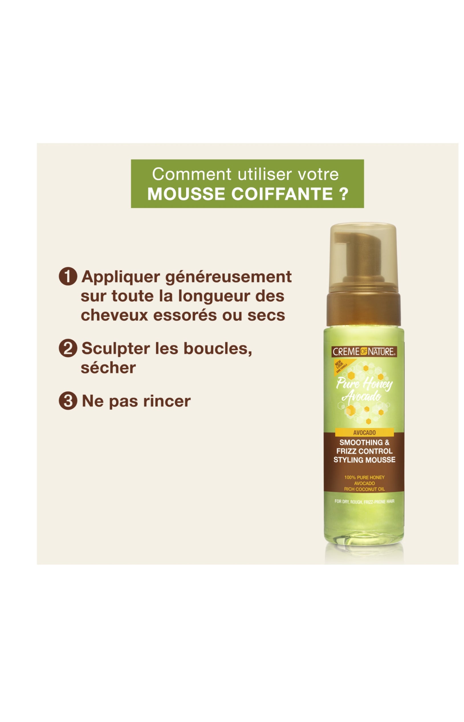 Mousse coiffante - Avocat - Cheveux frisés et texturés - 207 ml