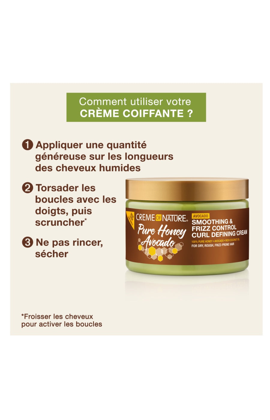 Crème coiffante - Avocat - Cheveux bouclés à frisés