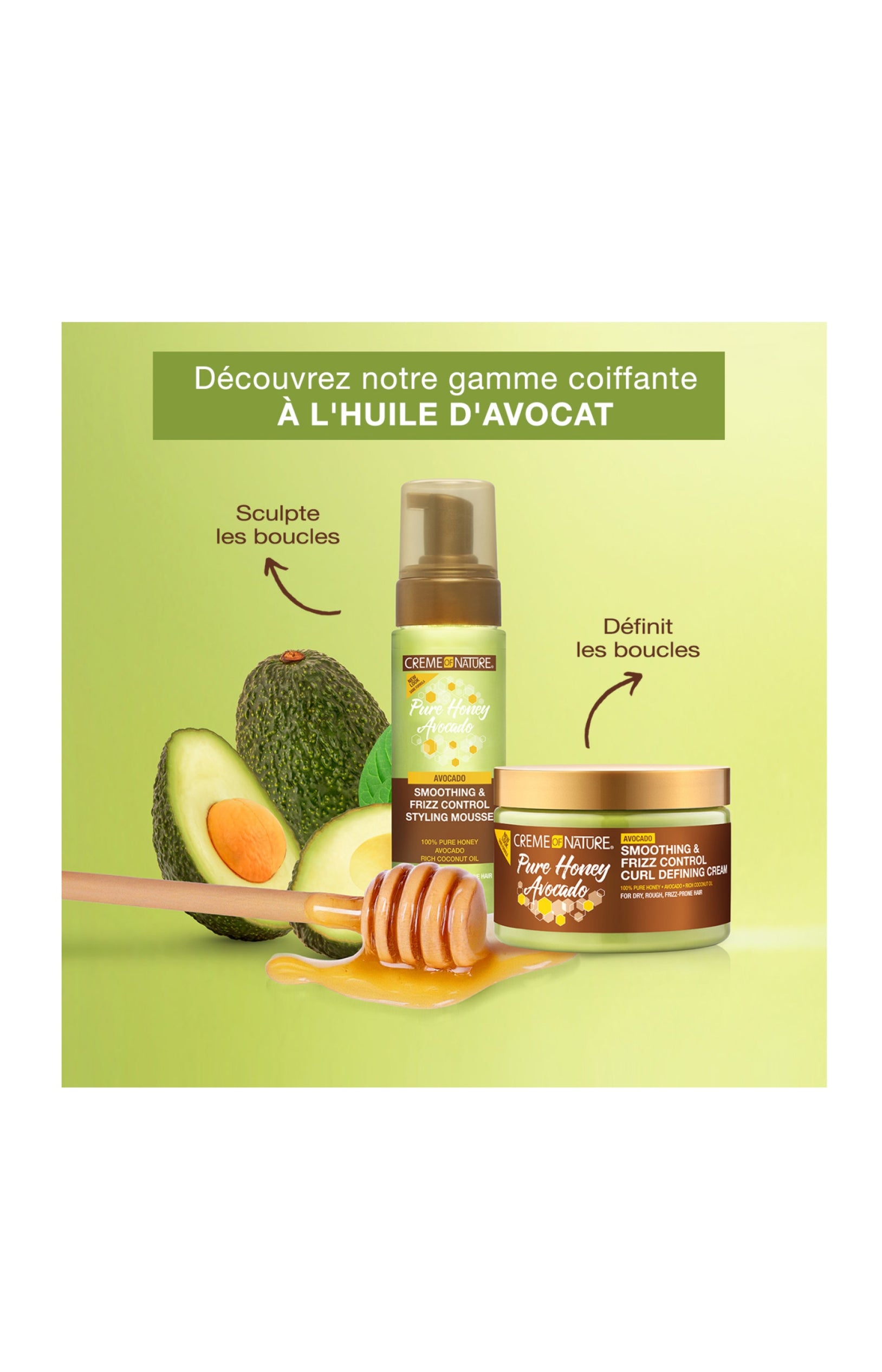 Crème coiffante - Avocat - Cheveux bouclés à frisés